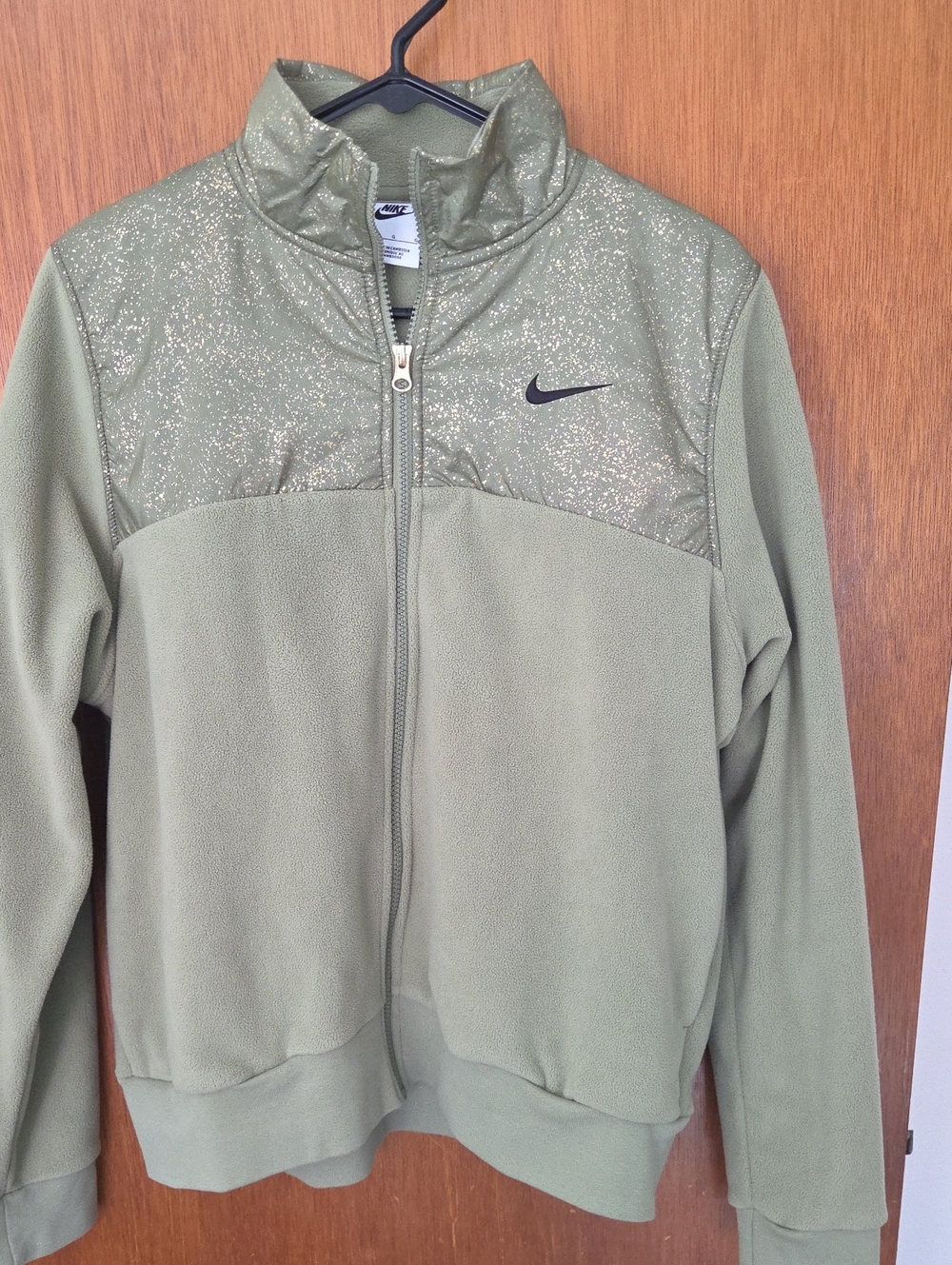 Nike Olive Green Fleece Jacket with Sparkle Yoke
